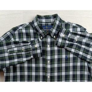 Ralph Lauren Mens Classic Fit Performance Flannel Black Plaid Long Sleeve - L